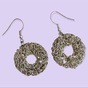 Abstract Silver Wire dangly earrings